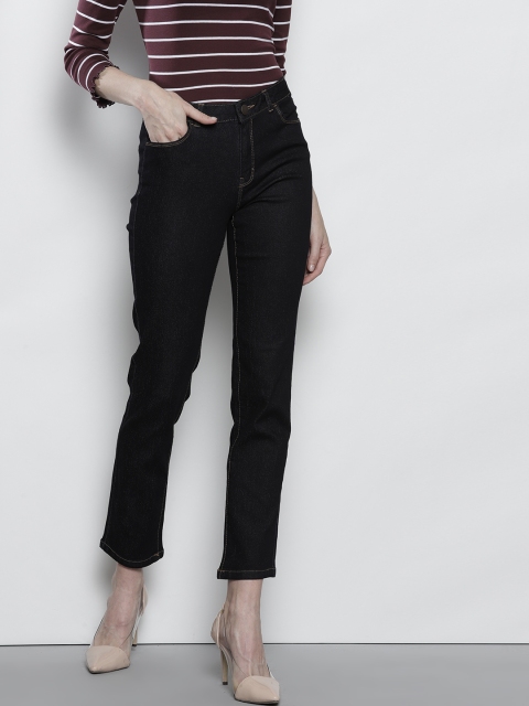 

DOROTHY PERKINS Women Navy Blue Straight Fit Mid-Rise Clean Look Stretchable Jeans