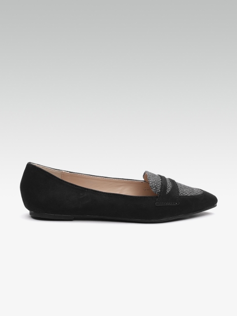 

DOROTHY PERKINS Women Black & Grey Woven Design Ballerinas