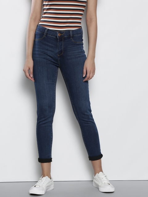 

DOROTHY PERKINS Women Petite Blue Skinny Fit Mid-Rise Clean Look Stretchable Cropped Jeans