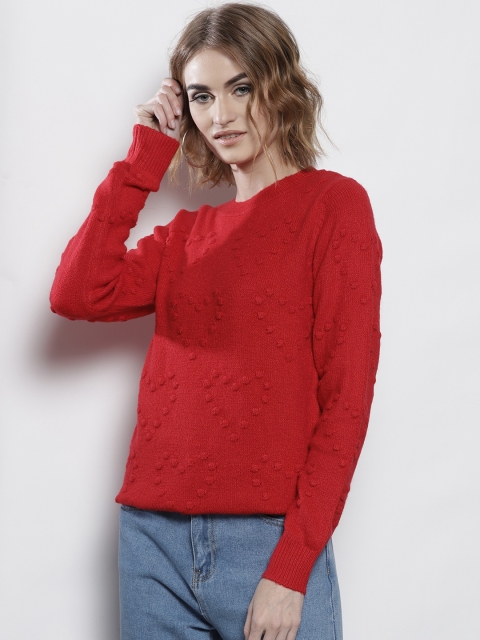 

DOROTHY PERKINS Women Red Self Design Pullover