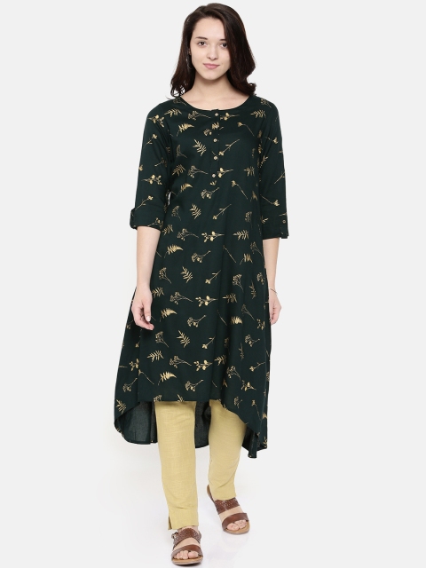 

Melange by Lifestyle Women Green Printed A-Line Kurta