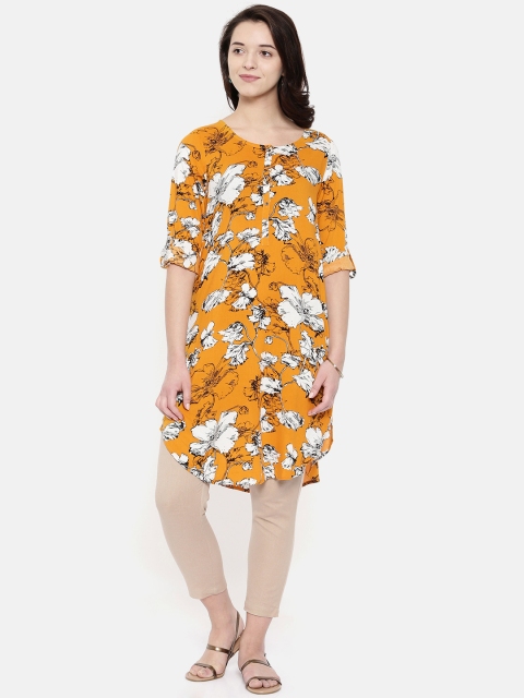 

Melange by Lifestyle Women Mustard Printed Straight Kurta