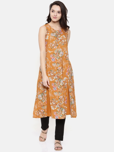 

Melange by Lifestyle Women Mustard Printed Straight Kurta