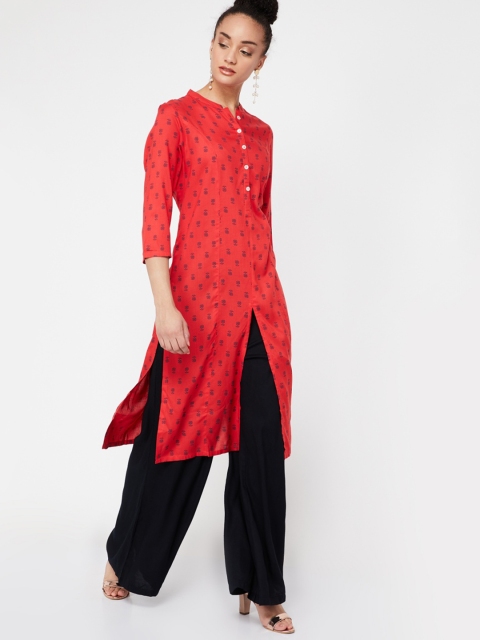 

Melange by Lifestyle Women Orange Printed Straight Kurta
