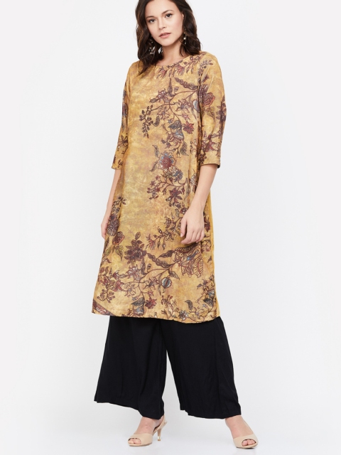

Melange by Lifestyle Women Mustard Printed A-Line Kurta