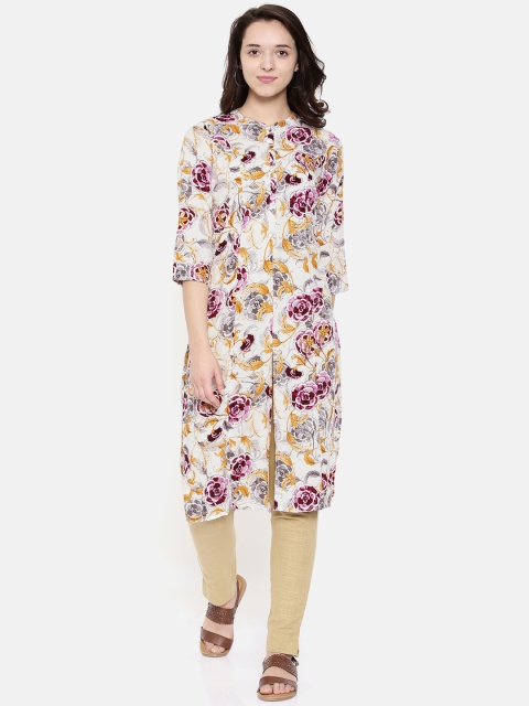 

Melange by Lifestyle Women Off-White & Red Printed A-Line Kurta