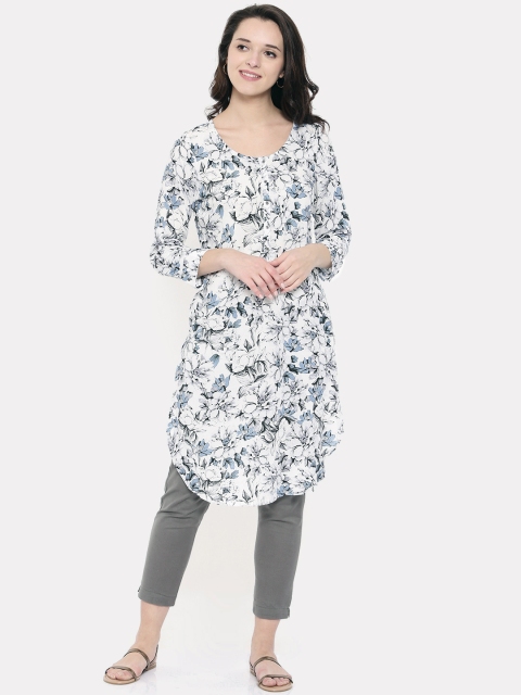 

Melange by Lifestyle Women Grey Printed Straight Kurta