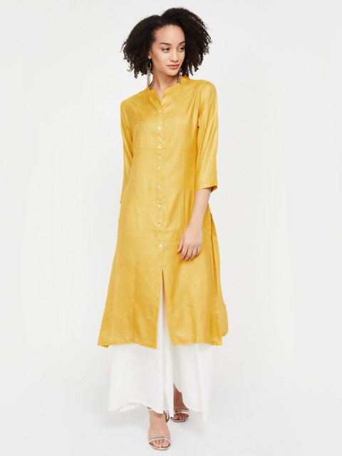 

Melange by Lifestyle Women Yellow Solid Straight Kurta