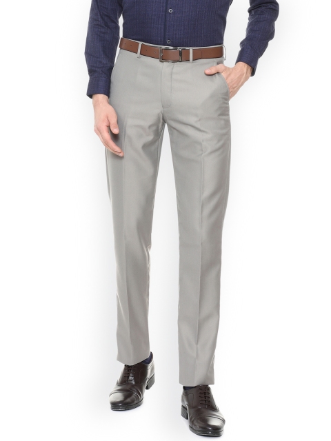 

Peter England Men Grey Slim Fit Solid Formal Trousers