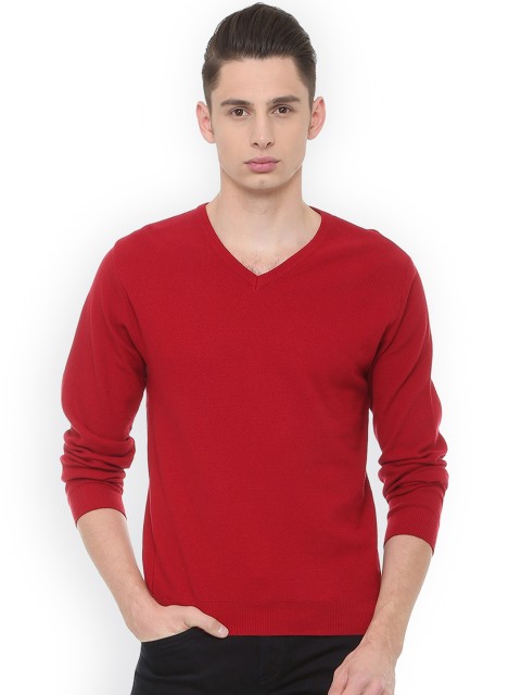 

Peter England Men Red Solid Pullover