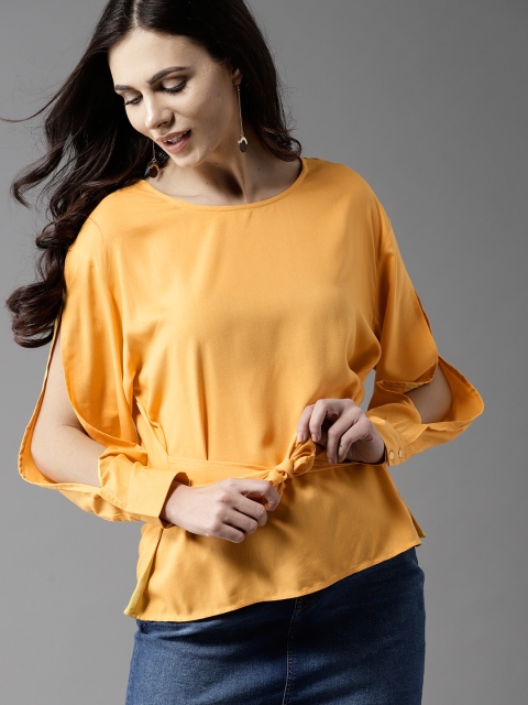 

Moda Rapido Women Yellow Solid Top