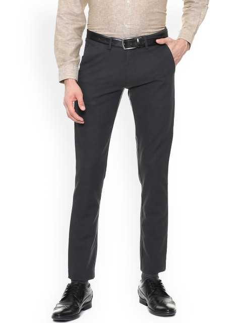 

Van Heusen Men Grey Slim Fit Checked Formal Trousers
