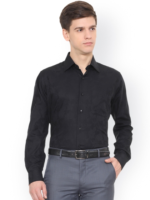 

Van Heusen Men Black Slim Fit Self Design Formal Shirt
