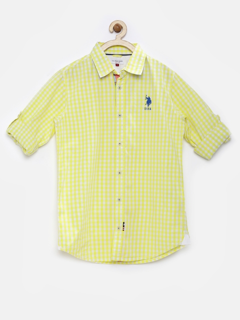 

U.S. Polo Assn. Boys Yellow & White Checked Shirt