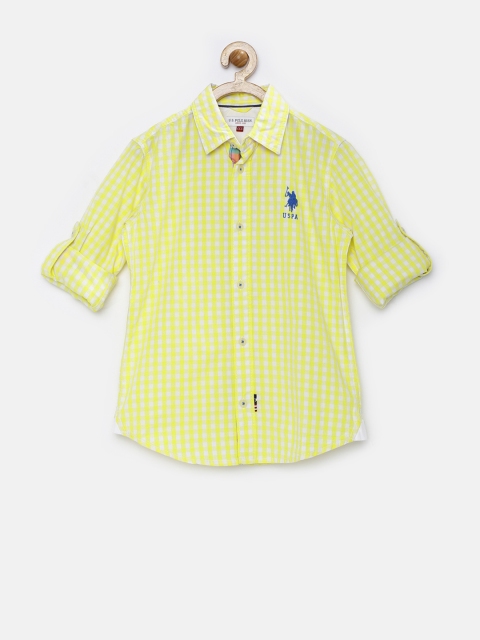 

U.S. Polo Assn. Kids Boys Yellow & White Checked Shirt