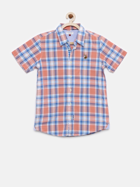 

U.S. Polo Assn. Kids Boys Blue & Peach-Coloured Shirt