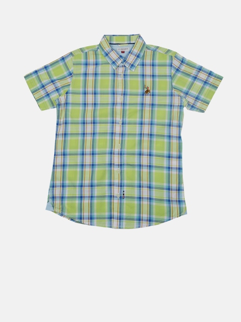 

U.S. Polo Assn. Kids Boys Lime Green Checked Casual Shirt