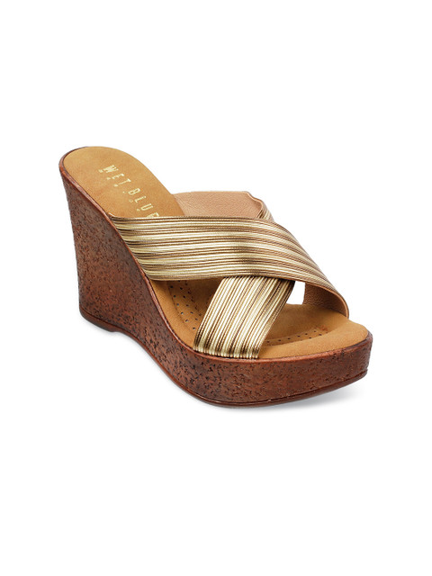 

Wet Blue Women Gold-Toned Striped Heels