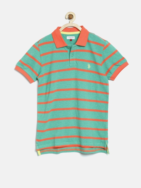 

U.S. Polo Assn. Kids Boys Green Striped Polo T-shirt