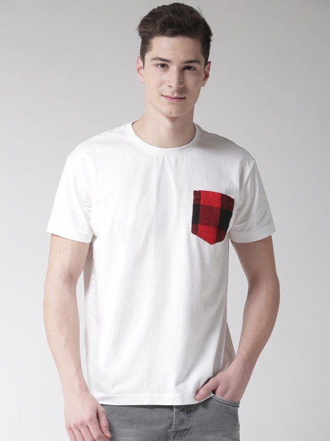 

GAS Men White Solid Round Neck T-shirt