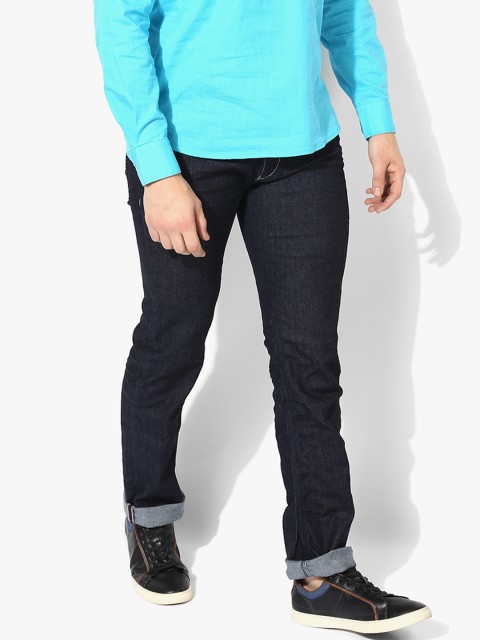 

GAS Men Navy Blue Straight Fit Mid-Rise Clean Look Stretchable Jeans