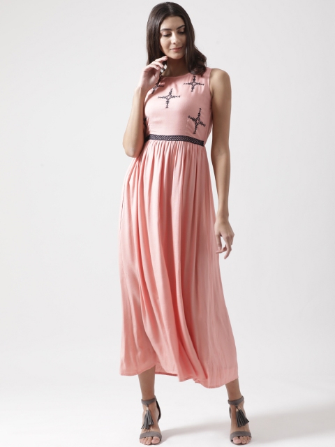 

The Vanca Women Peach-Coloured Solid A-Line Dress