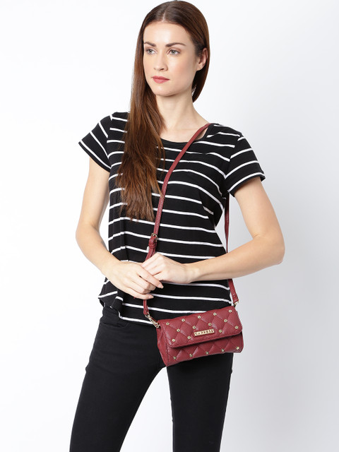

Caprese Maroon Solid Sling Bag