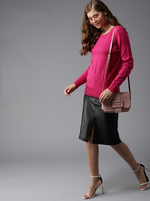 

HERE&NOW Women Pink Solid Pullover