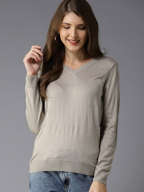 

HERE&NOW Women Beige Solid Pullover