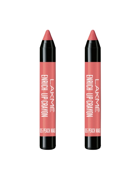 

Lakme Set of 2 Peach Magnet Enrich Lip Crayon 05, Pink