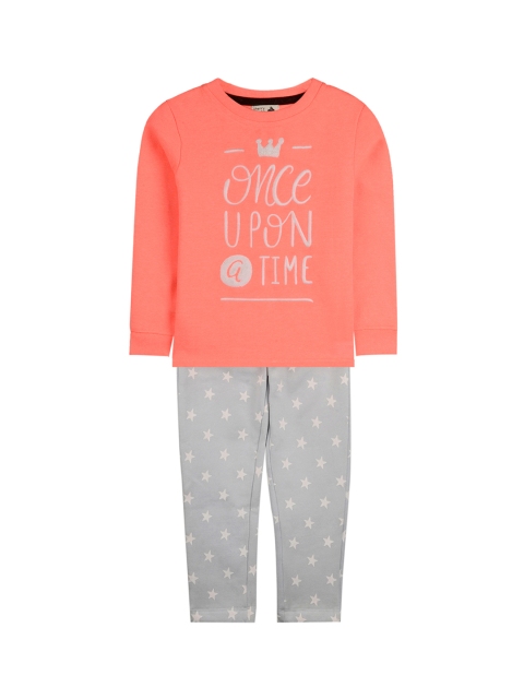 

Cherry Crumble Unisex Pink & Grey Printed Night suit