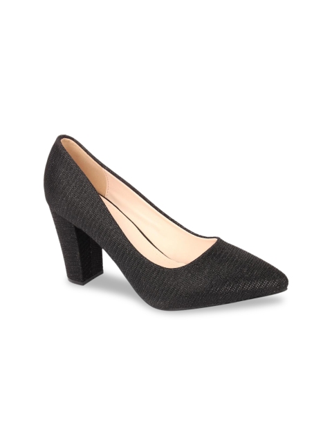 

Flat n Heels Women Black Woven Design Pumps