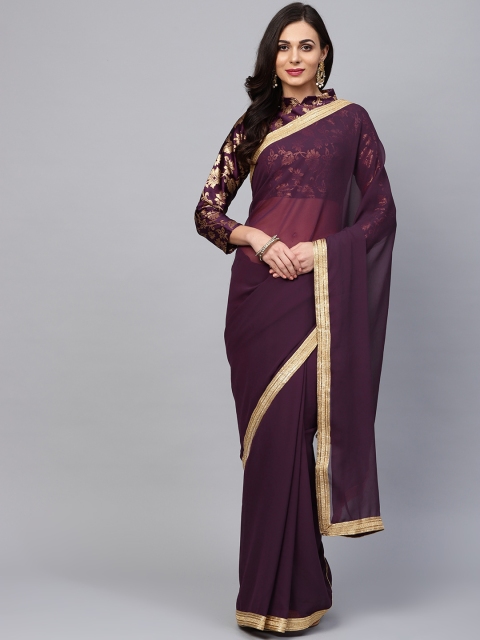 

Saree mall Wine-Coloured Solid Saree, Burgundy