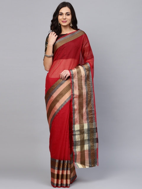 

Saree mall Red Solid Banarasi Saree