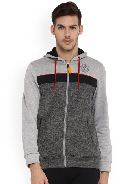

rock.it Men Grey Colourblocked Hooded Sweatshirt