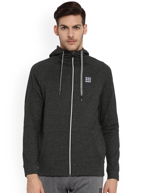 

rock.it Men Charcoal Grey Solid Hooded Sweatshirt