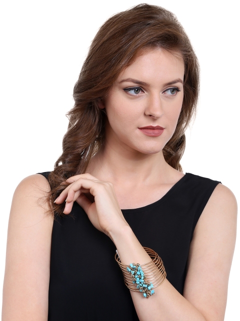

Foxy Sperks Turquoise Blue Metal Gold-Plated Cuff Bracelet