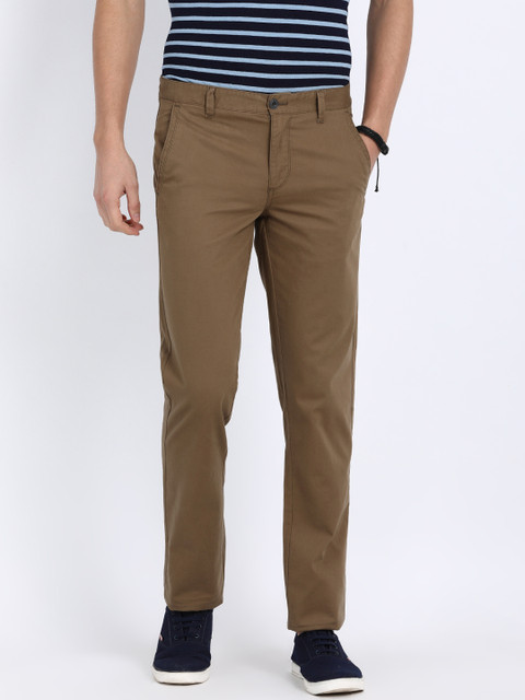 

t-base Men Brown Straight Fit Solid Chinos