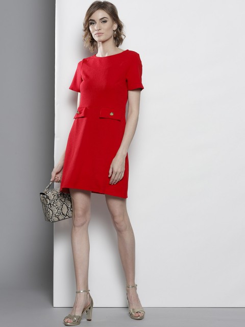 

DOROTHY PERKINS Women Petite Red Solid A-Line Dress