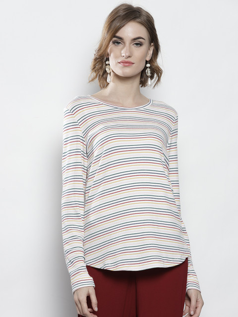 

DOROTHY PERKINS Women White Striped T-shirt