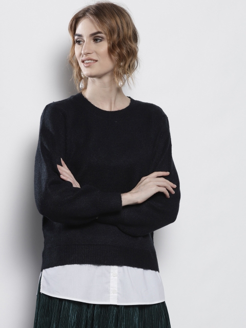 

DOROTHY PERKINS Women Navy & White Solid Pullover, Navy blue