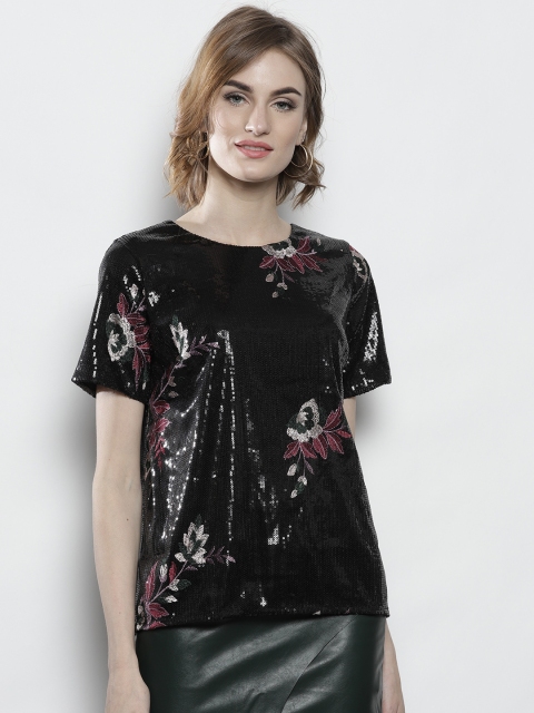 

DOROTHY PERKINS Women Black Sequinned Top