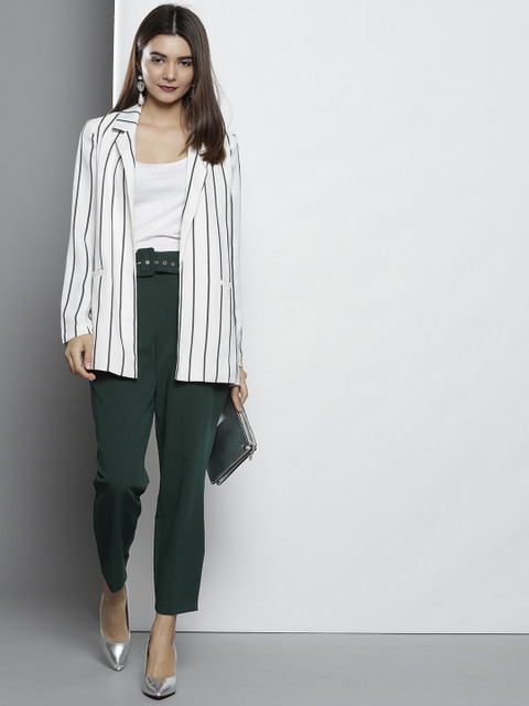 

DOROTHY PERKINS Women Green Tapered Fit Cropped Regular Trousers