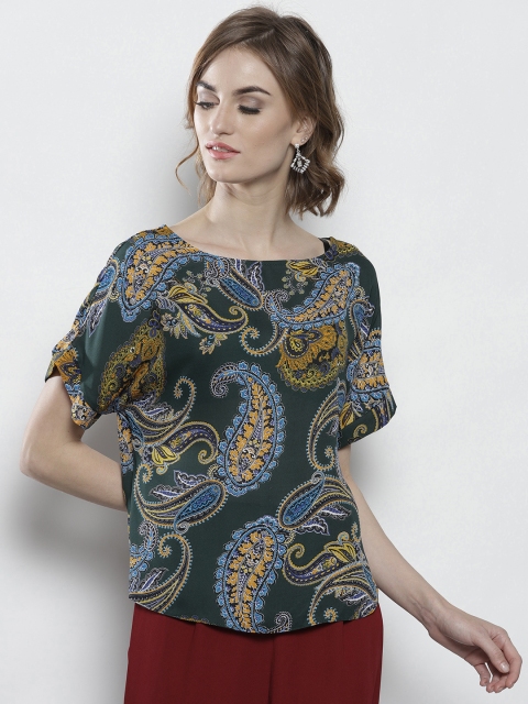 

DOROTHY PERKINS Women Petite Olive Green Printed Top