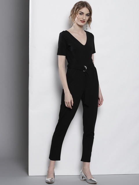 

DOROTHY PERKINS Black Solid Basic Jumpsuit