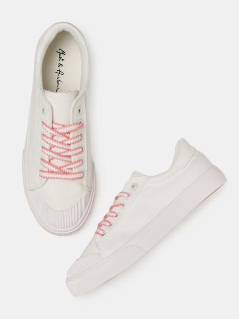 

Mast & Harbour Women White & Pink Sneakers