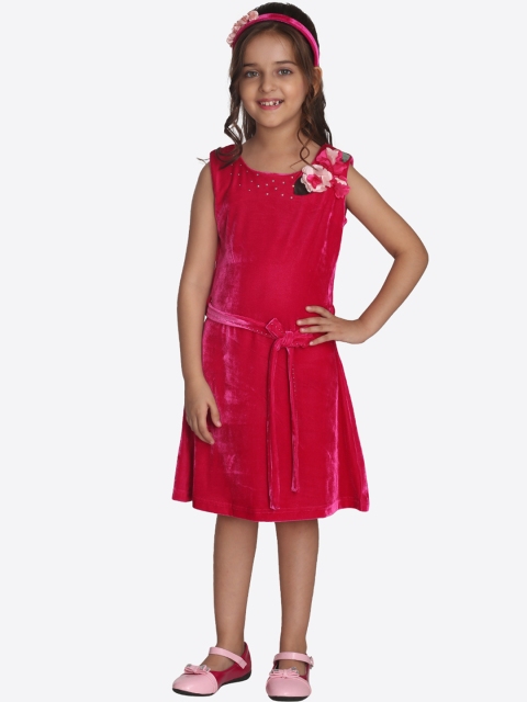 

CUTECUMBER Girls Pink Solid Fit and Flare Dress