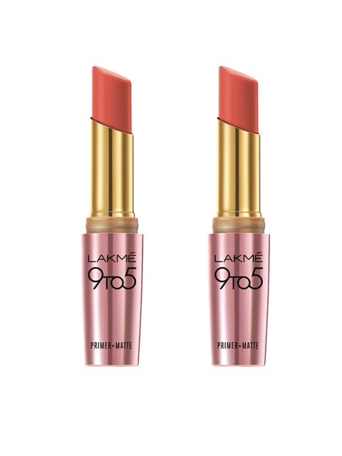 

Lakme Set Of 2 9 to 5 Primer+Matte Coral Date Lipstick MR24 3.6 g