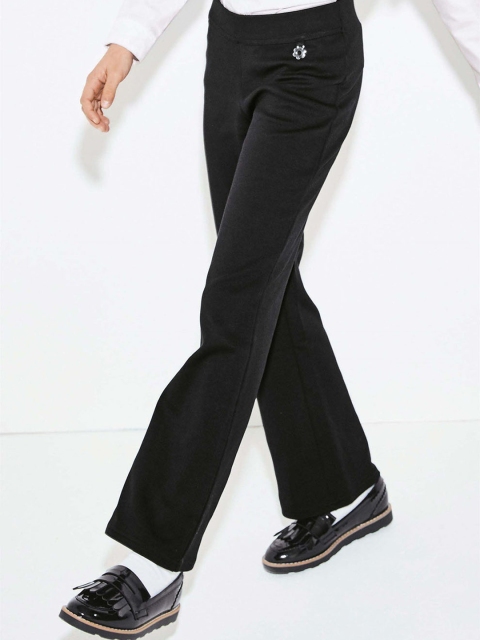 

next Girls Charcoal Grey Regular Fit Solid Bootcut Trousers