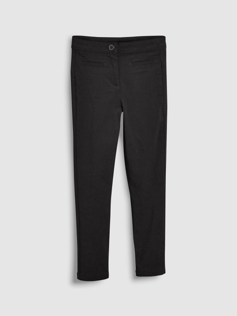 

next Girls Black Regular Fit Solid Regular Trousers